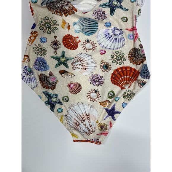 Gottex Round Neck One-Piece Swimsuit Sea Shells Starfish Size 14 23WS137 - Picture 9 of 15